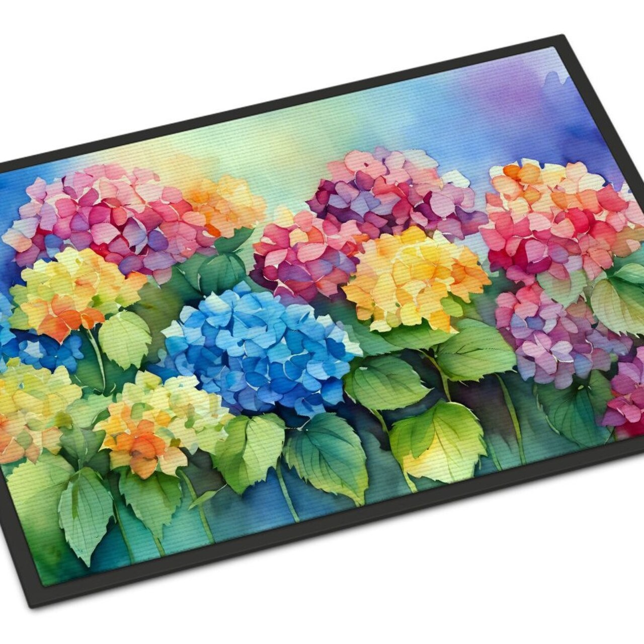 Edge Collections - 18" x 27" - Multicolor - Hydrangeas Doormat Non-Slip, Indoor Outdoor - 1 Piece